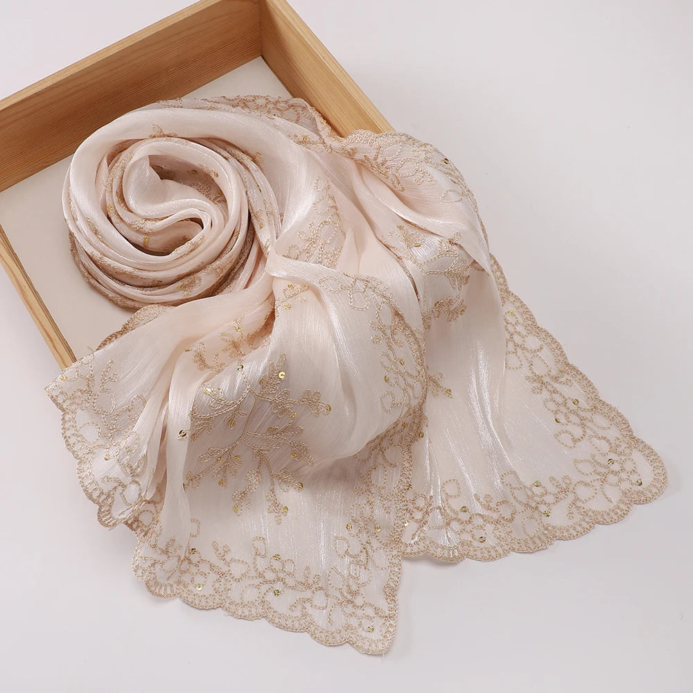 Luxury Shimmering Floral Lace Shawl