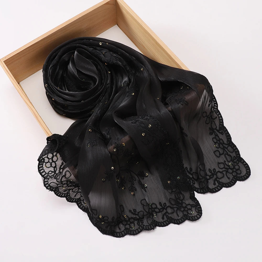 Luxury Shimmering Floral Lace Shawl