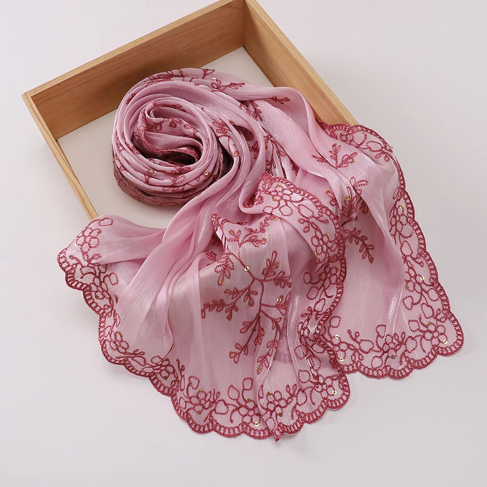 Luxury Shimmering Floral Lace Shawl