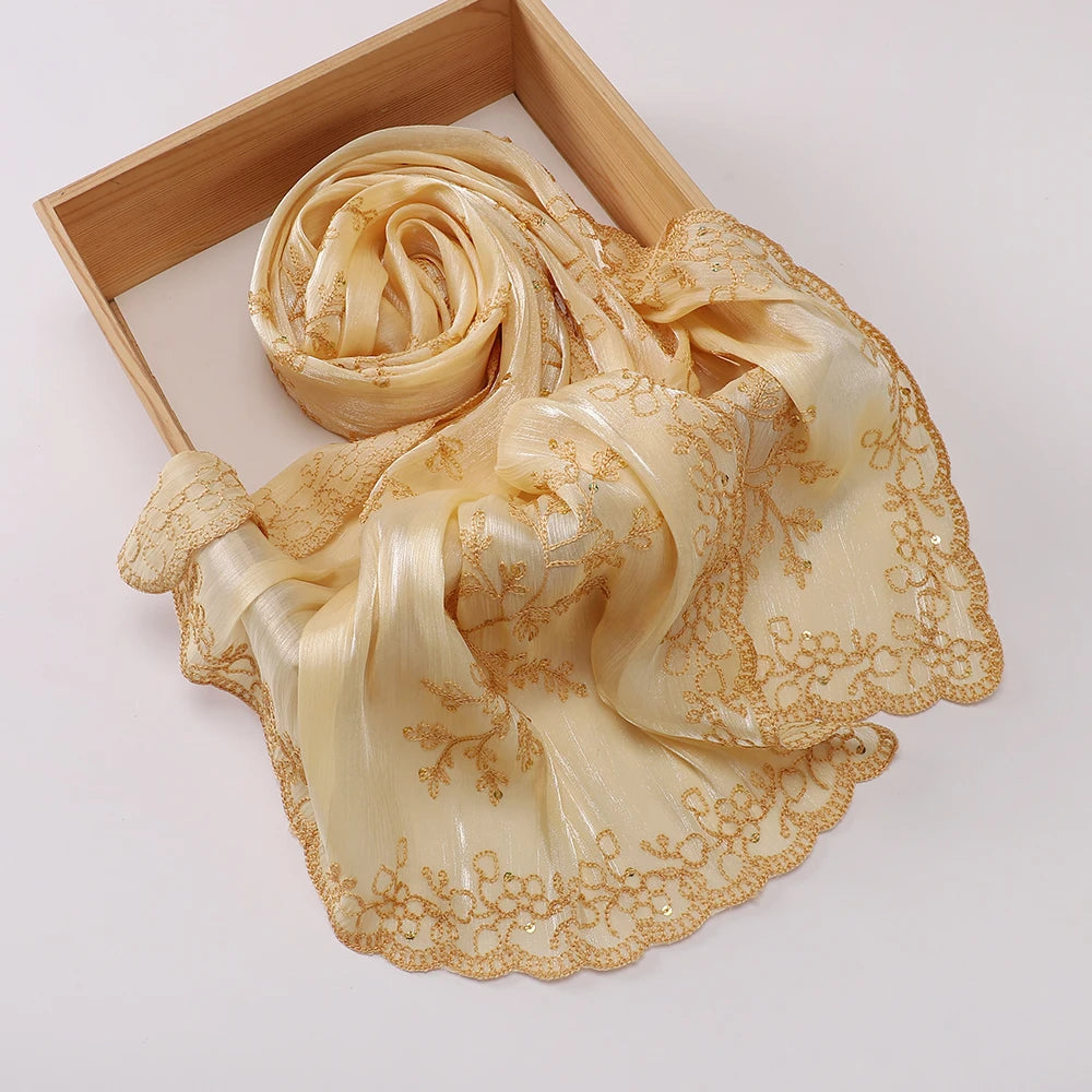 Luxury Shimmering Floral Lace Shawl