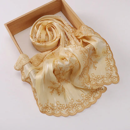Luxury Shimmering Floral Lace Shawl