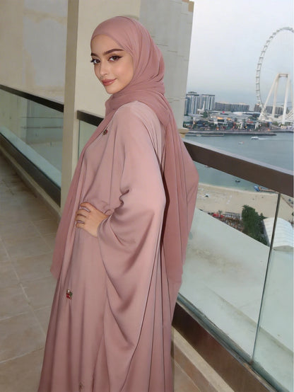 Embroidered Batwing Sleeve Modest Abaya