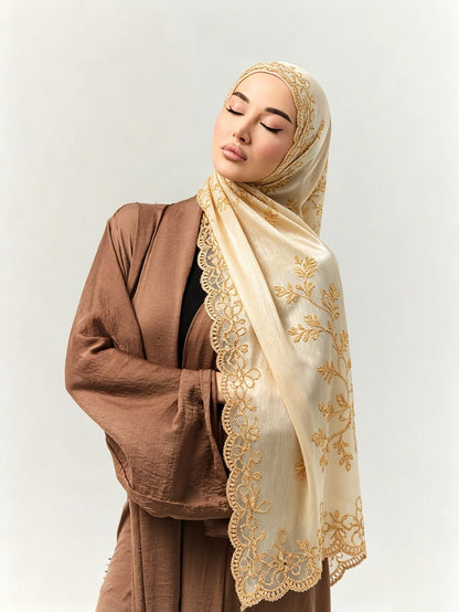 Luxury Shimmering Floral Lace Shawl