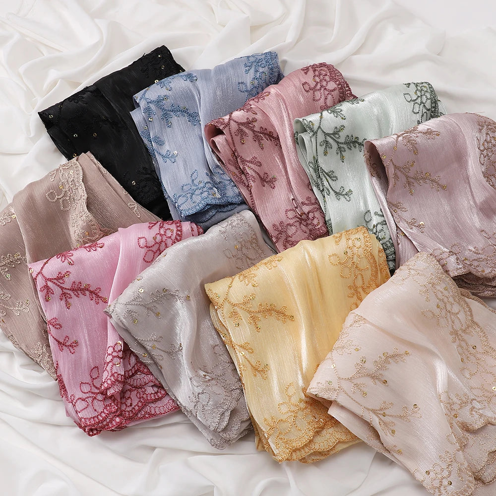 Luxury Shimmering Floral Lace Shawl