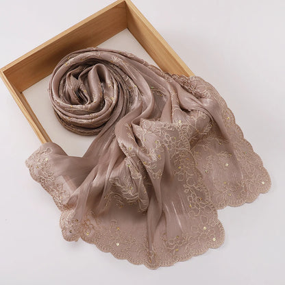 Luxury Shimmering Floral Lace Shawl
