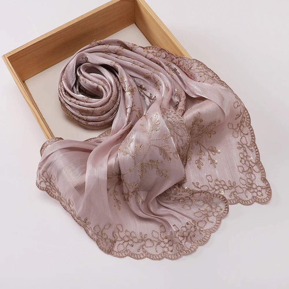 Luxury Shimmering Floral Lace Shawl