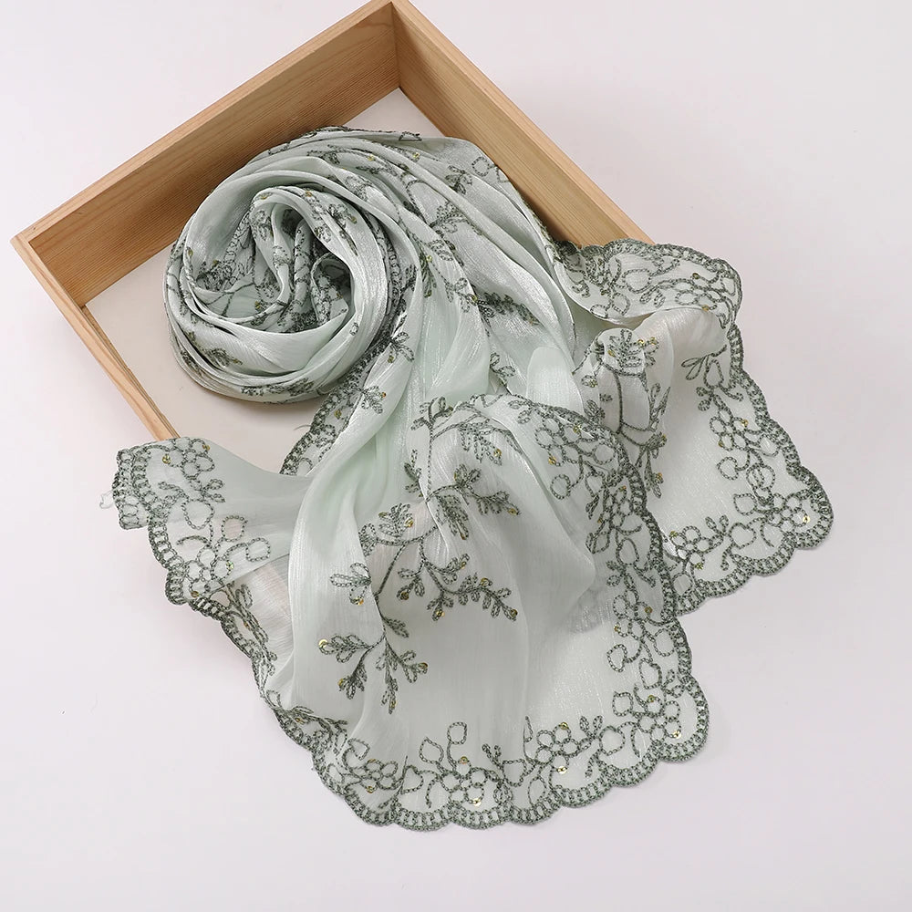 Luxury Shimmering Floral Lace Shawl