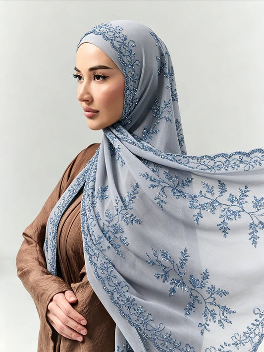 Luxury Shimmering Floral Lace Shawl