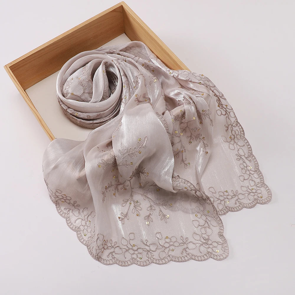 Luxury Shimmering Floral Lace Shawl