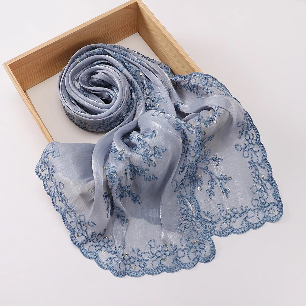 Luxury Shimmering Floral Lace Shawl