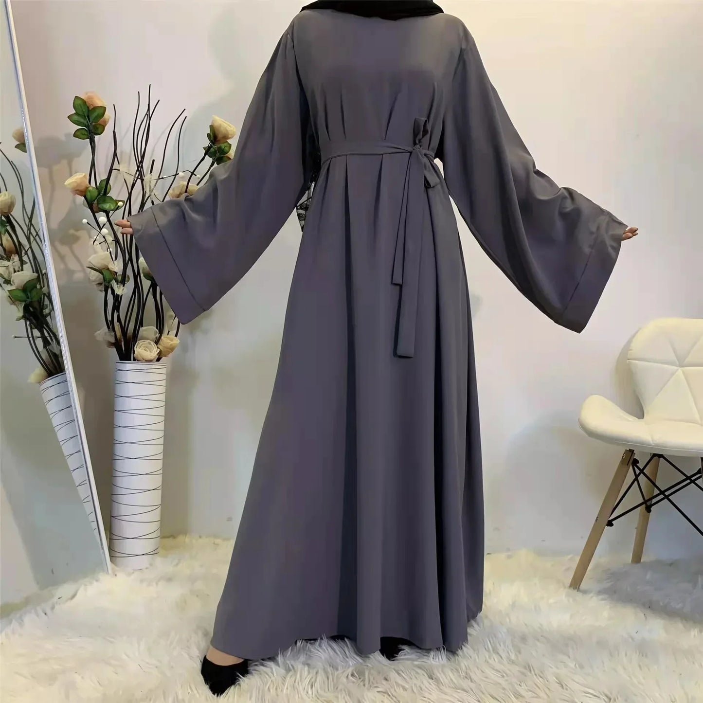 Elegant Midnight Modest Kimono Abaya